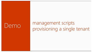 Demo of management scripts provisioning a single tenant