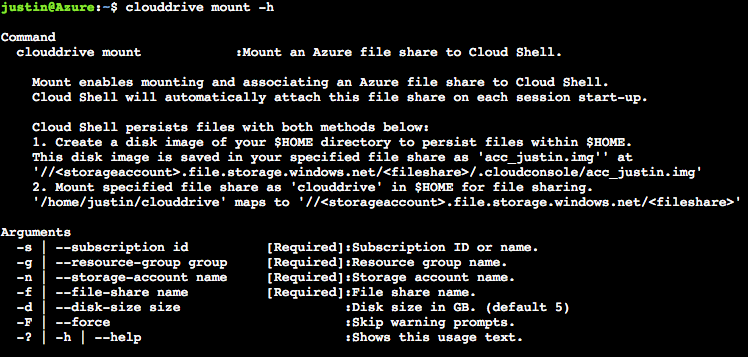 Screenshot dell'esecuzione del comando di montaggio clouddrive in bash.