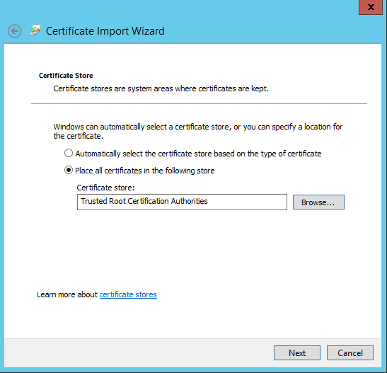 Importare il certificato tramite PowerShell 2