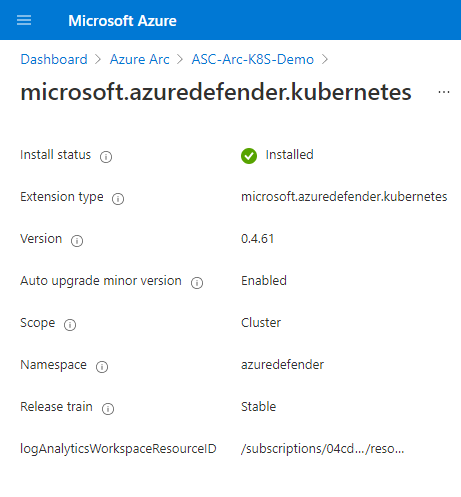 Full details of an Azure Arc extension on a Kubernetes cluster.