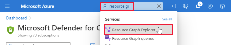 Avvio della pagina dei consigli di Azure Resource Graph Explorer**