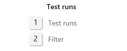 Screenshot che mostra i tasti di scelta rapida della pagina Esecuzioni test.
