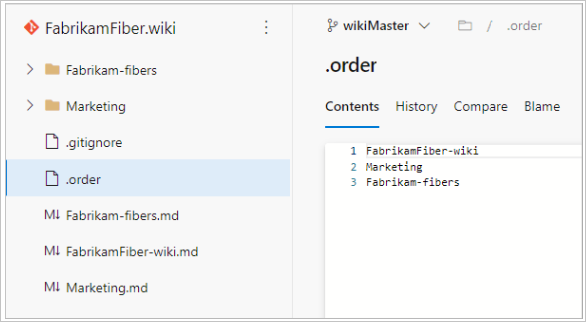 Screenshot del file di ordine di esempio wiki.