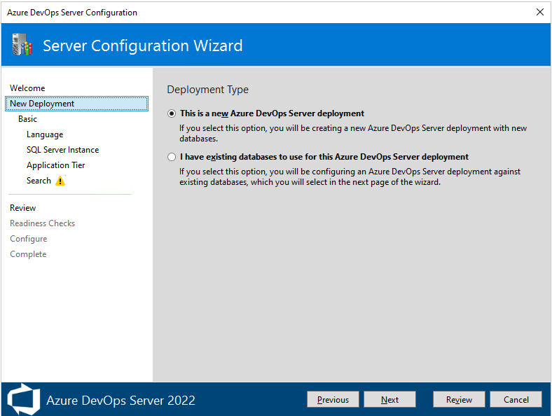 Screenshot della Configurazione guidata server, nuova pagina distribuzione 2022. 