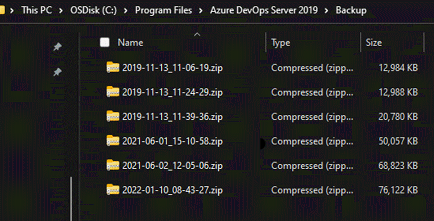 Disinstallare patch, Azure DevOps Server