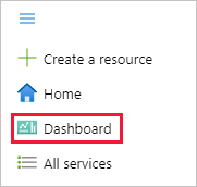 Screenshot of the Dashboard item on the Azure portal menu.