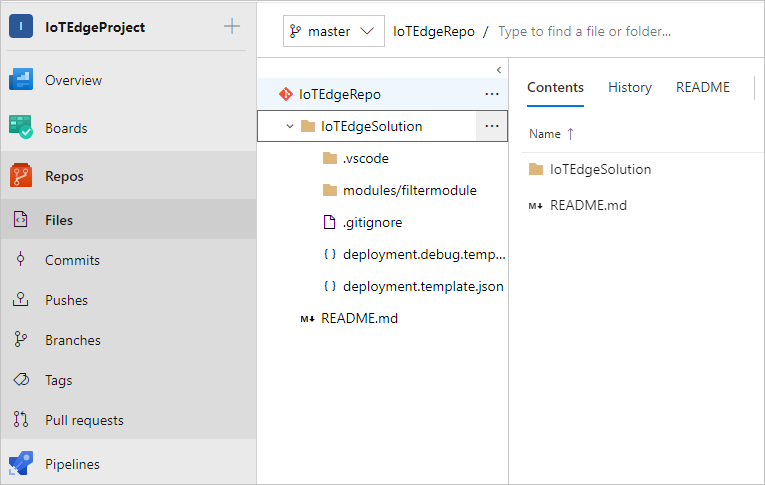 Screenshot che mostra come aprire il progetto DevOps.