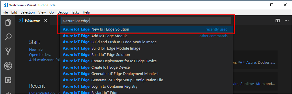 Screenshot che mostra come eseguire la nuova soluzione IoT Edge.
