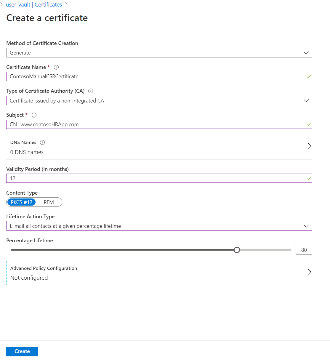 Screenshot of the certificate properties