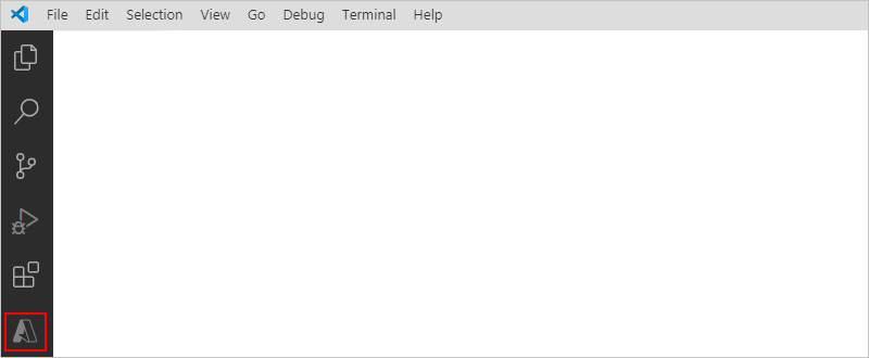 Screenshot che mostra la barra attività di Visual Studio Code e l'icona di Azure selezionata.