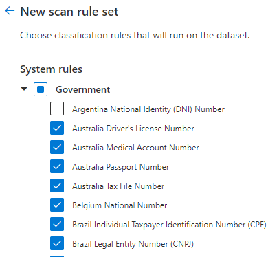 Screenshot che mostra come selezionare le regole di sistema.