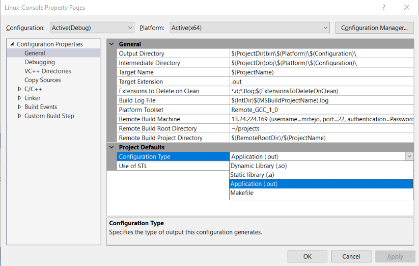 Screenshot della finestra di dialogo Pagine delle proprietà Configurazione generale.