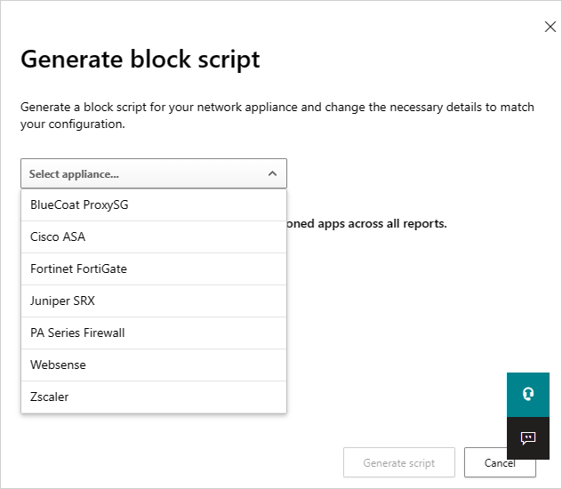 Generate block script pop-up.