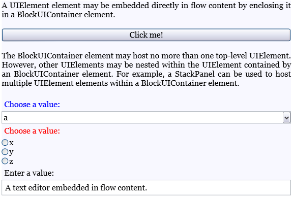 Screenshot: UIElement incorporato nel contenuto del flusso Screenshot: UIElement incorporato nel contenuto