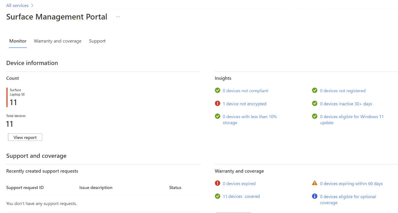 Surface Management Portal all'interno di Microsoft Intune