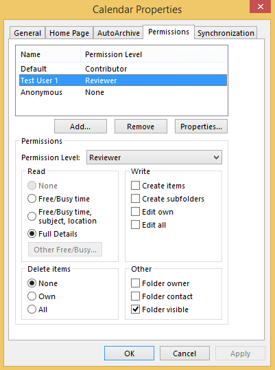 Screenshot che mostra che l'autorizzazione utente è impostata sul Revisore che può leggere Dettagli completi.