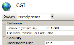 Screenshot del riquadro C G I. Nella casella Visualizza vengono scelti nomi descrittivi. Vengono visualizzate le categorie Comportamento e sicurezza.