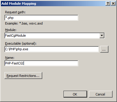 Screenshot della finestra di dialogo Aggiungi mapping moduli con le opzioni specificate.