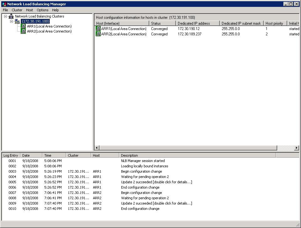 Screenshot della finestra Gestione bilanciamento del carico di rete.