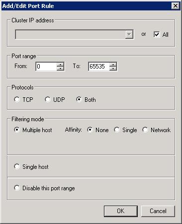Screenshot della finestra di dialogo Aggiungi/Modifica regola porta. L'host multiplo è selezionato nella sezione Modalità di filtro.