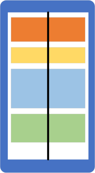 Illustration showing four blocks stacked vertically from top to bottom of the screen.