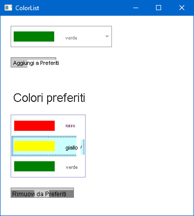 Screenshot of sample app showing selected favorite color with remove button available.