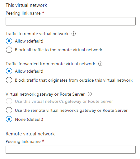 configure virtual network peering