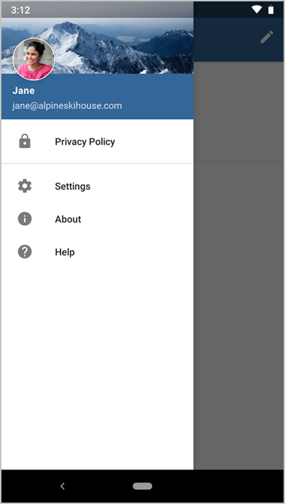 Screenshot di Microsoft Intune'app, che mostra il menu laterale.