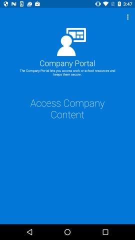 Immagine dell'app Android Portale aziendale, che mostra nel testo di grandi dimensioni 