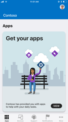 Screenshot che mostra Portale aziendale'app per i O S/i Pad O S dopo l'aggiornamento, App.