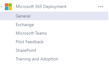 Screenshot di un esempio di Microsoft 365 team di distribuzione.
