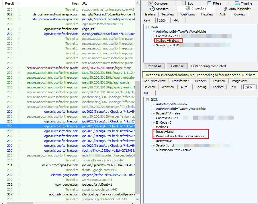 Screenshot che mostra login.srf per completare l'autenticazione.