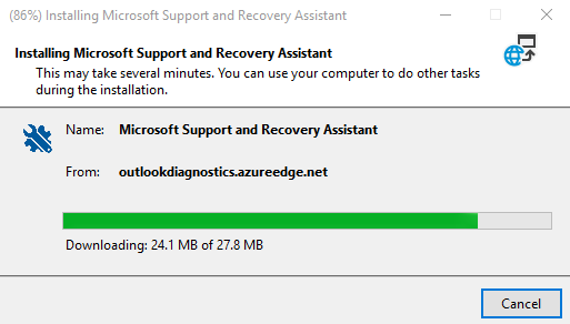 Stato dell'installazione Assistente di supporto e ripristino di Microsoft.