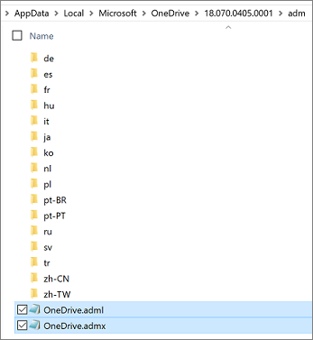 Cartella ADM nella directory di installazione di OneDrive