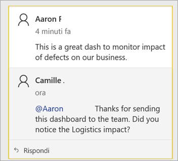 Screenshot showing a comment from Lee and a colleague’s response.
