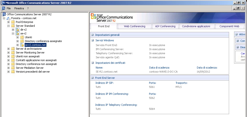 Console di amministrazione di Office Communications Server 2007 R2