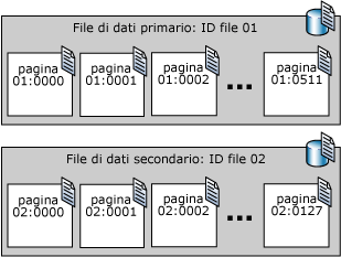 Numeri di pagina sequenziali in due file di dati