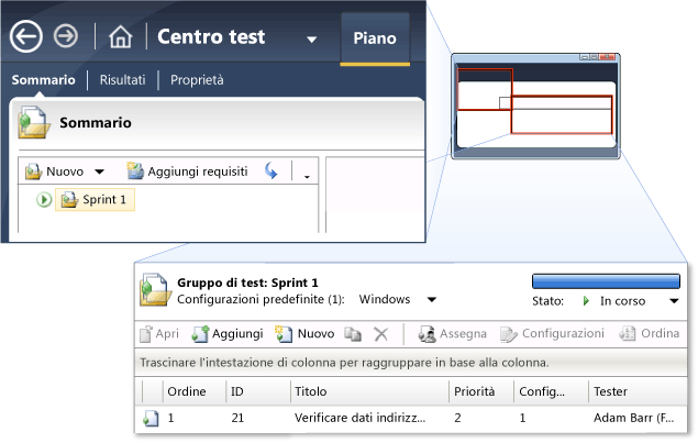 Microsoft Test Manager - Centro test - Contenuto