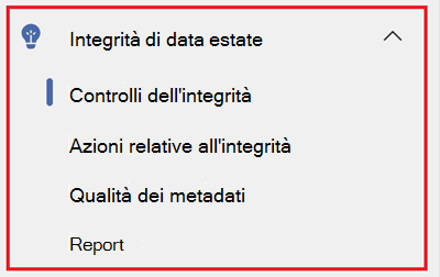 Screenshot of the data catalog menu with the data estate health section highlighted.