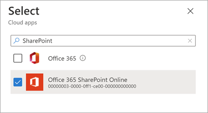 Selezione dell SharePoint app