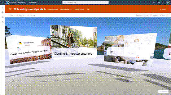 Screenshot di un sito che usa SharePoint Spaces.
