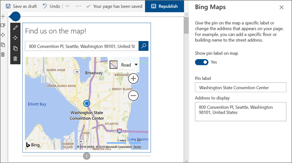 Immagine della web part Bing mappe