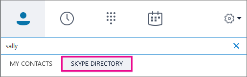 Quando l'opzione Directory Skype è evidenziata, è possibile cercare persone che dispongono di account Skype.
