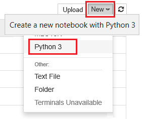 jupyter notebook with New Python 3 selection