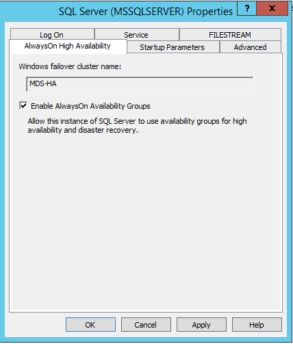 Enable Always On Availability Groups option
