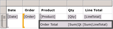 Screenshot of the formatted table with the order total.