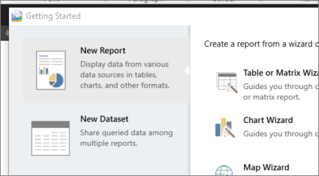 Screenshot of the New Dataset option to select.