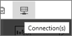 Screenshot of the Connections button to open the Server Connection pane.