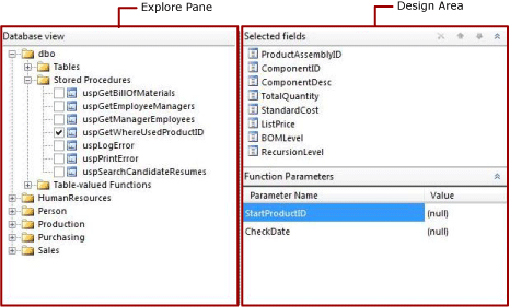 Stored procedure in graphical query designer