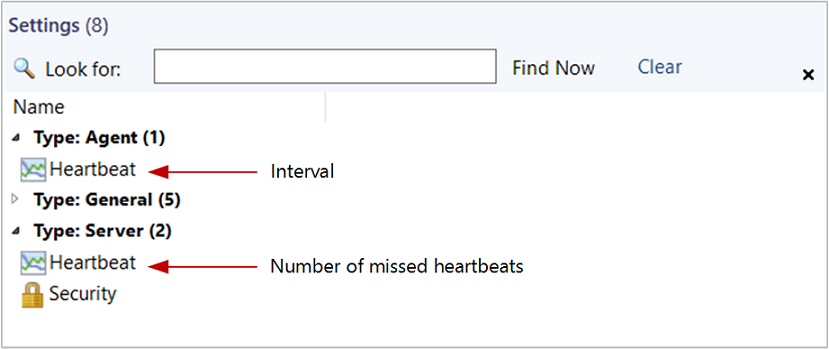 Screenshot che mostra La configurazione delle impostazioni heartbeat globali.